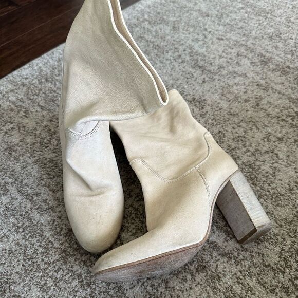 Free People Dakota Boot Bone Leather Washed Slouched Bootie Italy Boho 37 - Picture 3 of 9